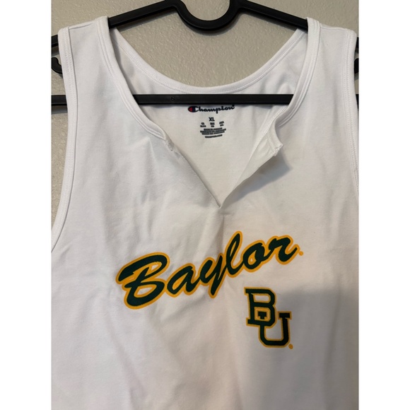 Champion | Baylor University Cropped V-Notch Racerback Tank Top (White) - Picture 7 of 8